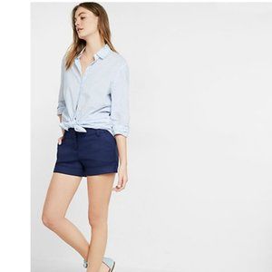 Express Blue Linen Blend Shorts